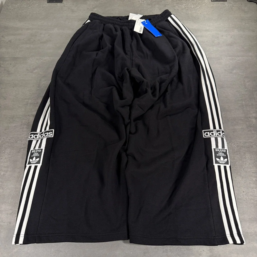 Adidas Adibreak Pants Men M Black Wide Leg Baggy SAMPLE 3 Stripe Skate Rave JNCO